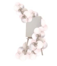 Balloon easel with custom sign illustration